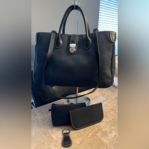 Blue Embossed Dooney & Bourke White Contrast Stitching Shoulder/Crossbody Tote